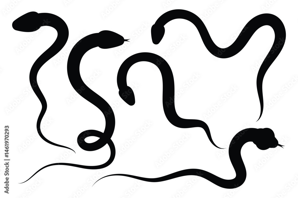 Snake silhouette icon. Collection of snake silhouettes in various forms. Snake icon vector illustration Snake silhouette icon. Collection of snake silhouettes in various forms. Snake icon vector illustration