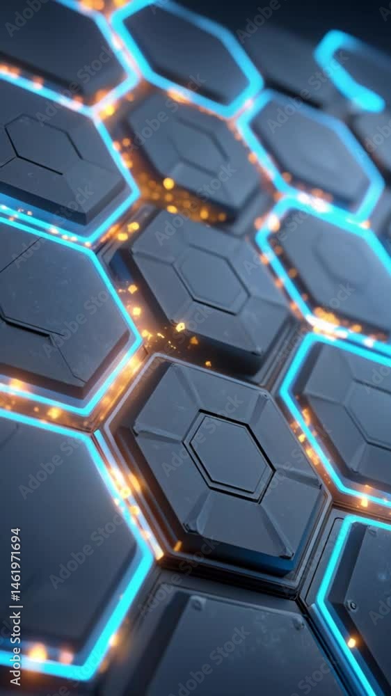 Glowing Futuristic Hexagon Grid – 3D Tech Animation Background Sci-Fi Glowing Futuristic Hexagon Grid – 3D Tech Animation Background Sci-Fi