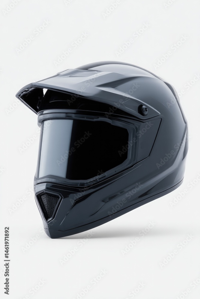 Fototapeta premium lone paintball helmet rests in center of white background