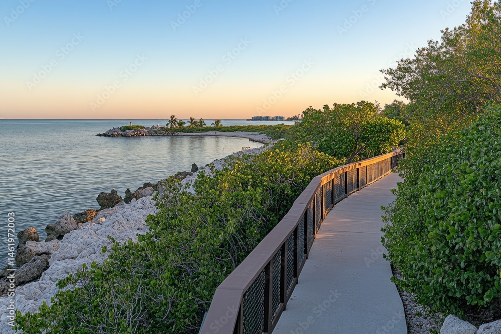 Fototapeta premium Coastal walkway at dawn