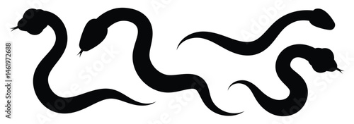 Snake silhouette icon. Collection of snake silhouettes in various forms. Snake icon vector illustration