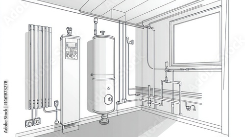 Utility Room with Heating and Water Systems