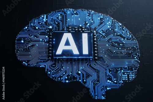 AI Brain on Circuit Board for Digital Intelligence