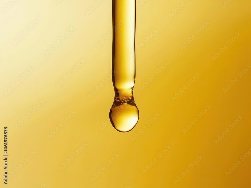 Drop of oil. Shine yellow Cosmetic oil or Cosmetic Essence Liquid drop. Fresh engine oil liquid eco nature..