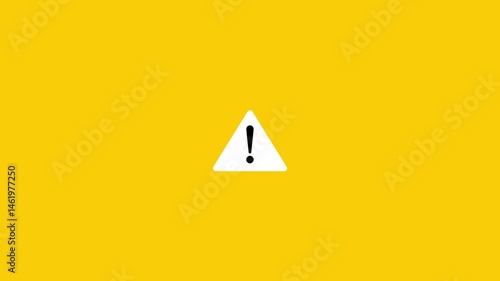 Danger caution message icon animation. Danger error icon on color background. 