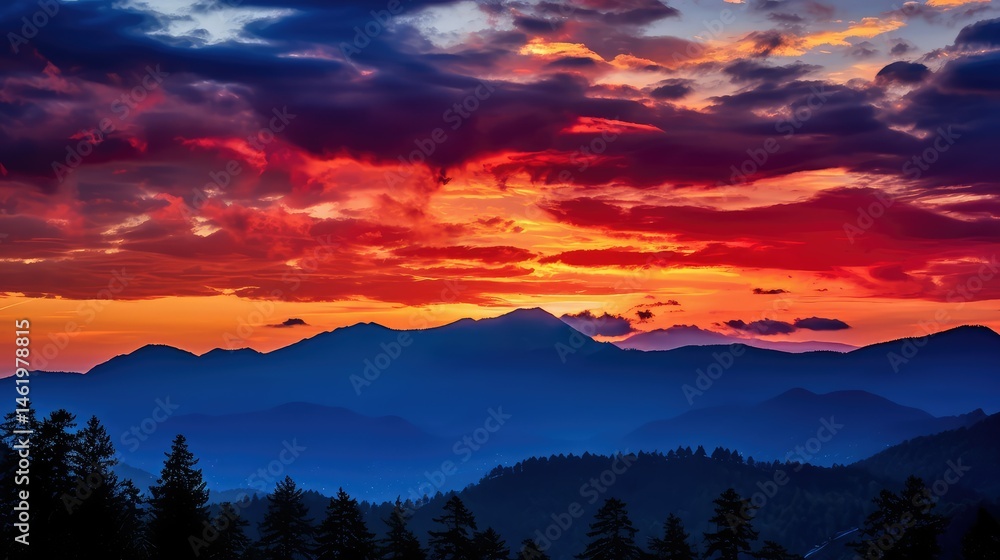 Obraz premium horizon mountain clouds sun