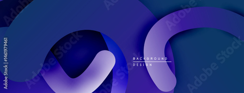 Abstract flowing shapes, blue hues dominate design. Modern aesthetic, dynamic composition, gradient effect present. Background suitable for digital projects.