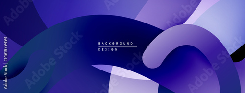 Abstract fluid shapes, purple hues dominate. Modern design, smooth gradients create depth, minimalist aesthetic. Background features text elements.