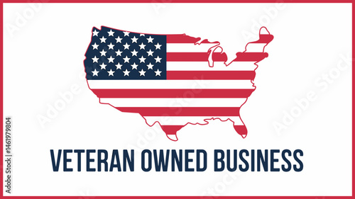 Veteran Owned Business Logo with American Flag in USA Shape