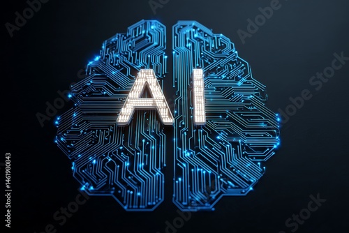 AI Brain Concept with Circuit Design