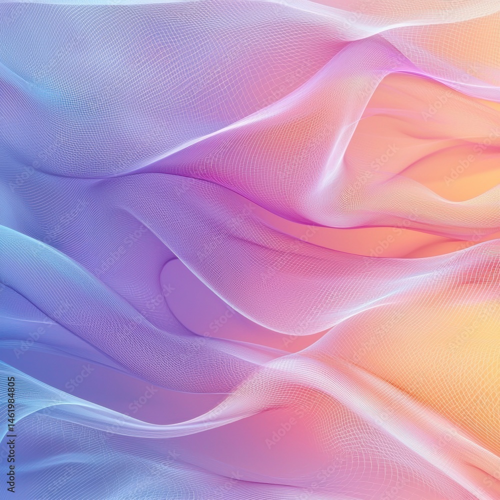 Obraz premium Abstract flowing colorful fabric waves create smooth gentle texture and pattern, perfect for background design and dreamy artistic inspiration.