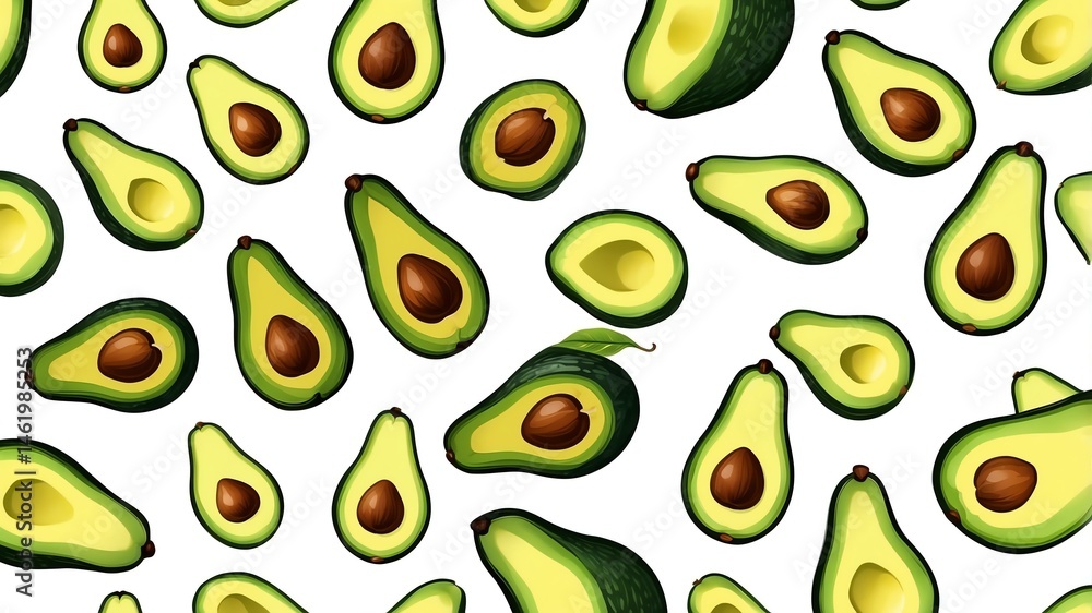 avocado pattern on white plain background, abstract illustration design seamless avocado pattern on white plain background, abstract illustration design seamless