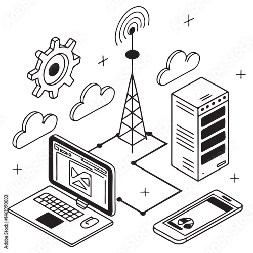 Digital transformation conceptual for next generation technology era vector