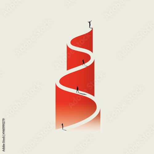Business career growth vector concept. Symbol of progress, development, success, ambition. Minimal design eps10 illustration.