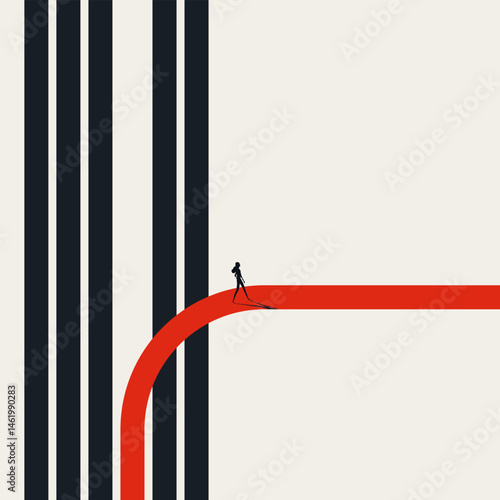 Go your own way, business vector concept. Symbol of creativity, individuality, motivation, ambition. Minimal design eps10 illustration.