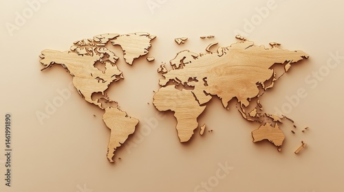 Fototapeta Naklejka Na Ścianę i Meble -  Wooden world map (3)