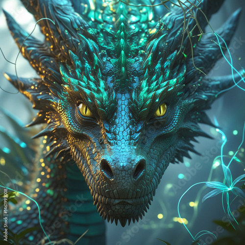 illustration of a green dragon