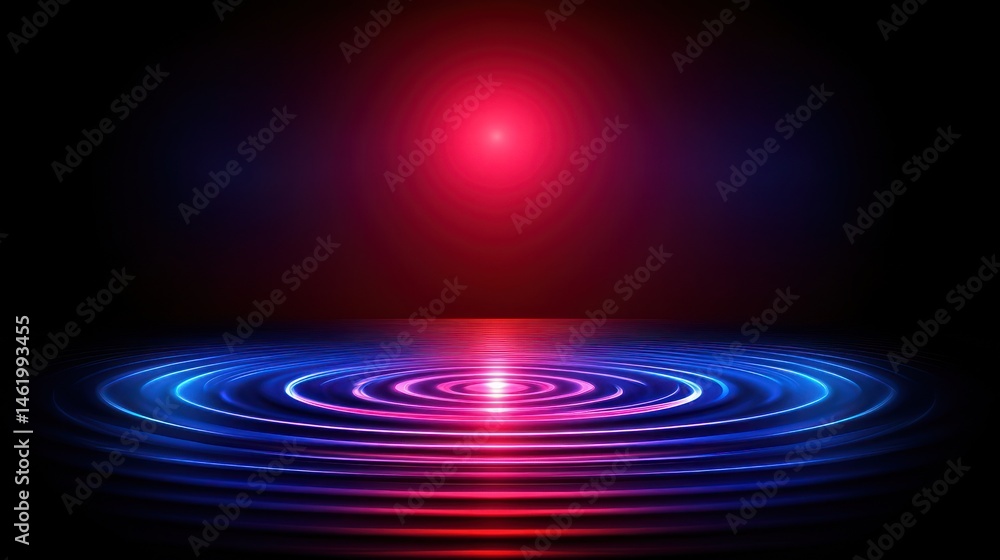 Abstract vibrant concentric circles, radiating light Abstract vibrant concentric circles, radiating light