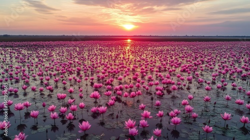 Experience the Beauty of Red Lotus Sea in Udon Thani During Sunrise