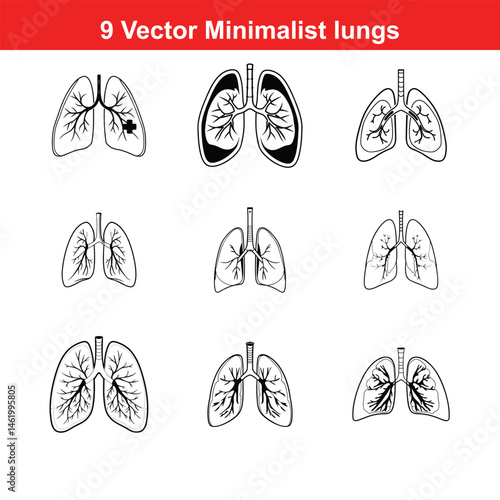 Lung - Illustration,Lungs Icon on Black and White Vector Backgrounds,Lungs Icon on Black and White Vector Backgrounds
