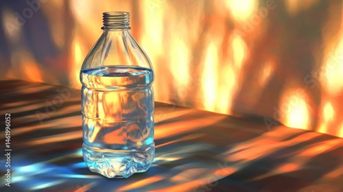 Plastic water bottle on surface