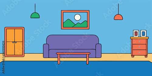  modern living room interior features a comfortable sofa , showcasing contemporary home design