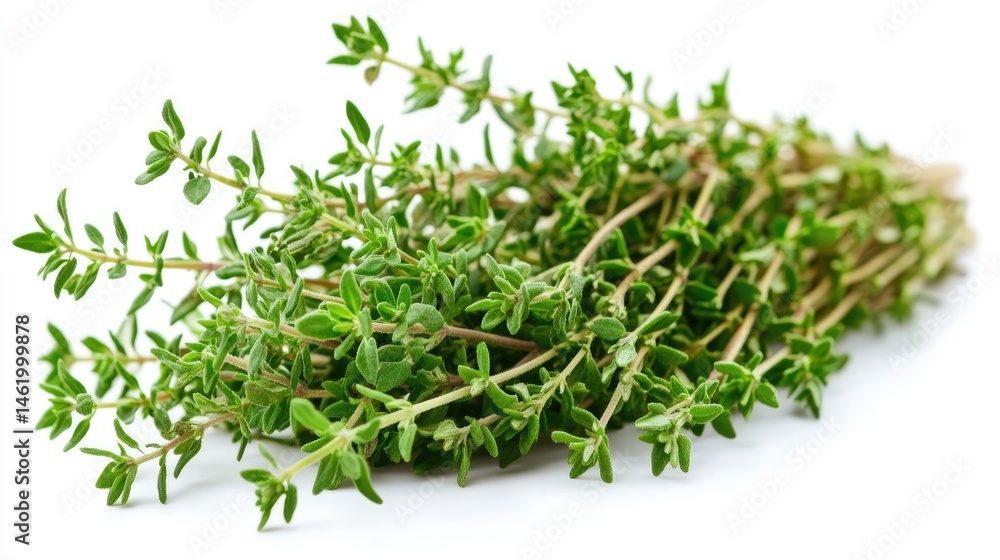 Fresh Thyme Herb Sprigs on White Background for Culinary Use Fresh Thyme Herb Sprigs on White Background for Culinary Use