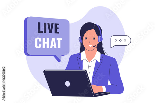 Bild auf Leinwand Customer Support Representative Using Live Chat