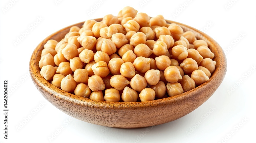 Healthy Chickpeas in Wooden Bowl on Isolated Background Healthy Chickpeas in Wooden Bowl on Isolated Background