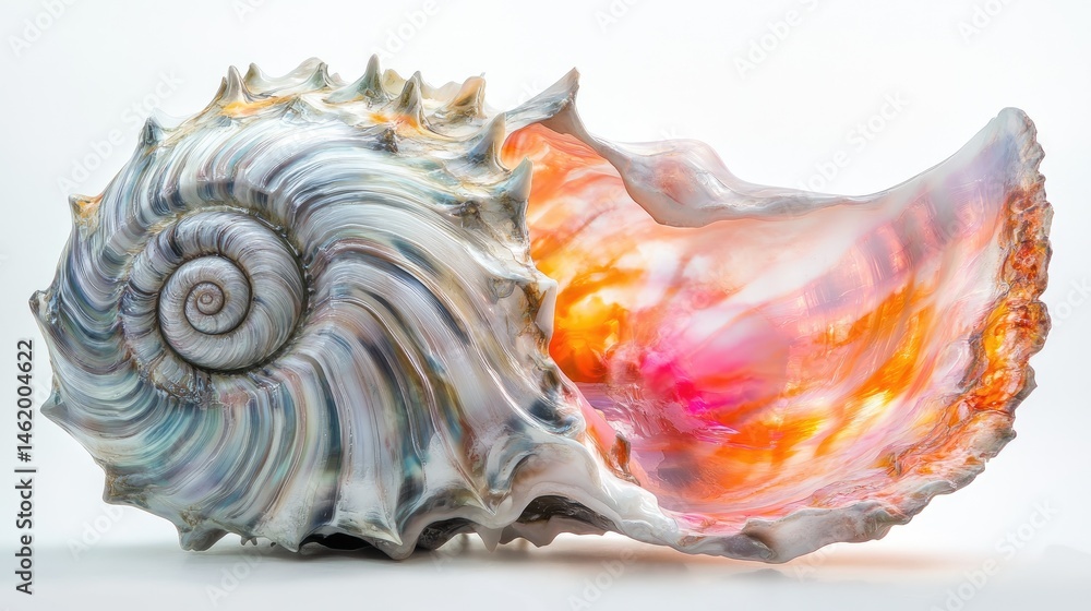 Obraz premium Stunning Iridescent Shell Displaying Vibrant Colors and Patterns