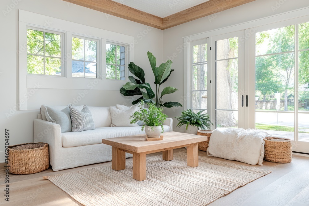 Fototapeta premium Elegant Living Room Accents and Indoor Greenery