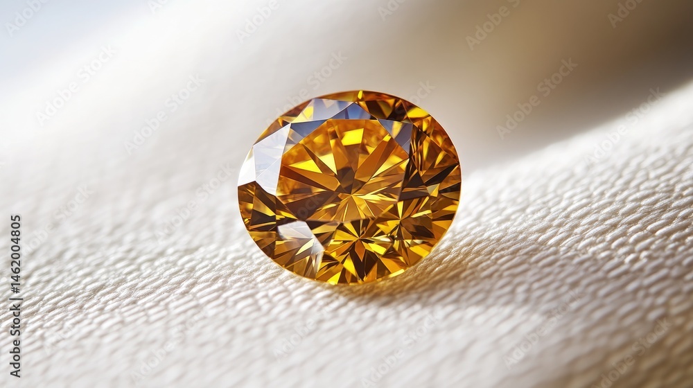 Brilliant Oval Citrine Gemstone on Textured Background with Sparkle Brilliant Oval Citrine Gemstone on Textured Background with Sparkle