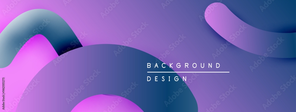 Fototapeta premium Abstract fluid shapes, purple hues dominate design. Gradient colors blend smoothly, creating modern backdrop. Minimalist text present.