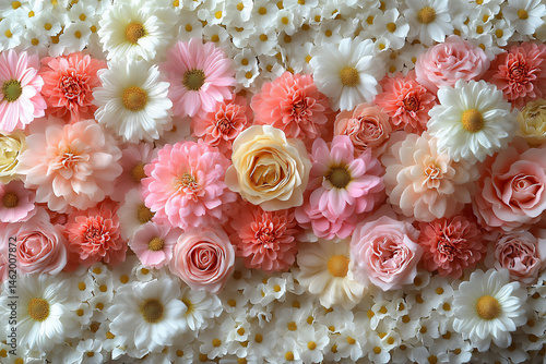 smooth soft white daisy wall, romantic macro texture,