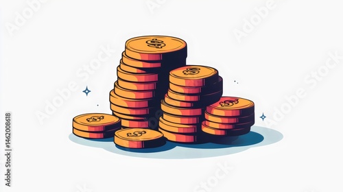 A stack of coins with the number 2 on them