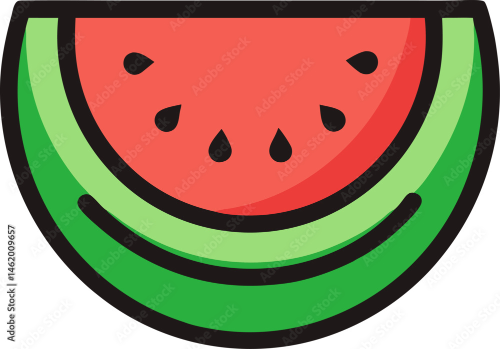 Obraz premium Watermelon icon line art vector on transparent background