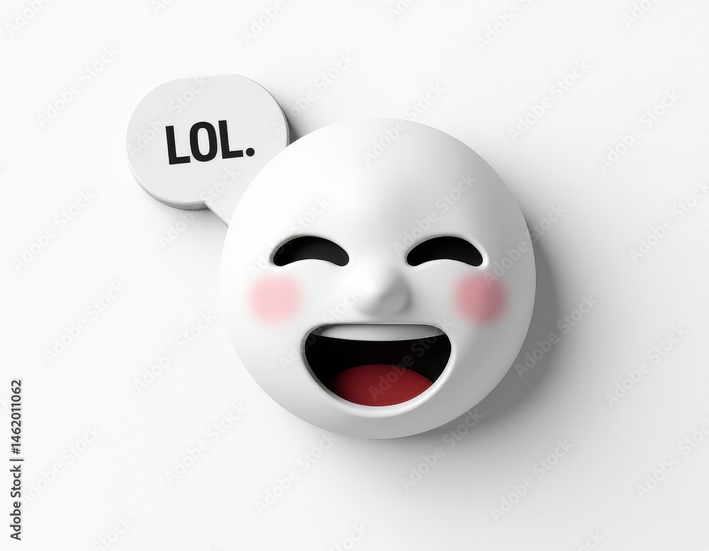 3D Render of a Laughing Emoji with LOL Speech Bubble. 3D Render of a Laughing Emoji with LOL Speech Bubble.