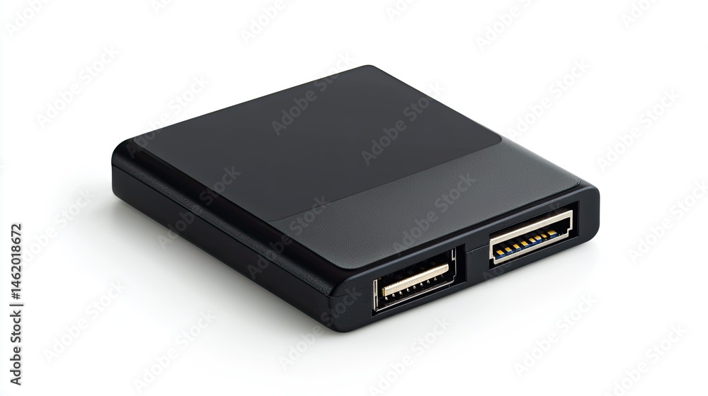 Black USB Hub with Two Ports for Computer and Laptop Connectivity Black USB Hub with Two Ports for Computer and Laptop Connectivity