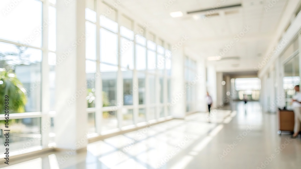 Busy corridor action office building blurred background view bright environment Busy corridor action office building blurred background view bright environment