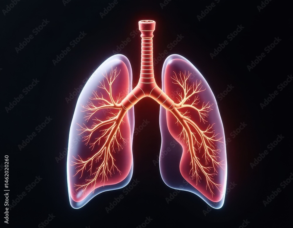 Human Lungs Anatomy - 3D Medical Illustration.