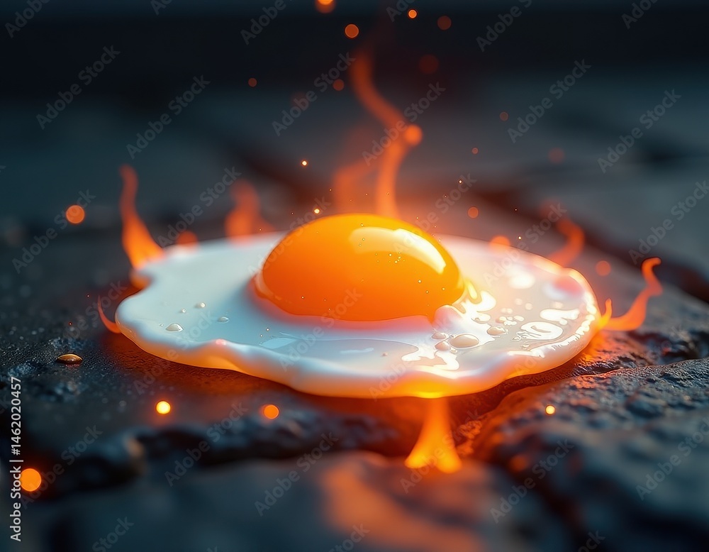 Flaming Fried Egg - Surreal Food Photography