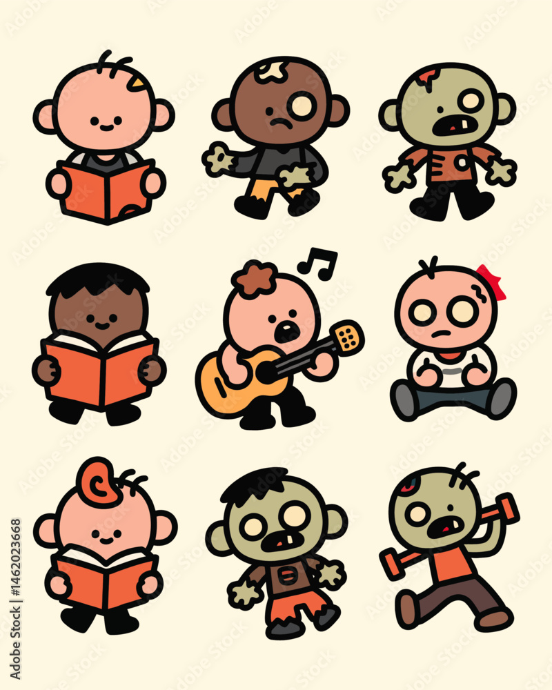 Obraz premium Cute Zombie Cartoon Bundle