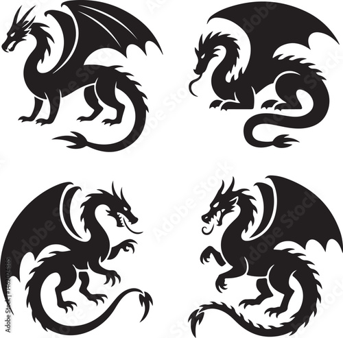 "Dragon Silhouette SVG – Fantasy Tribal Beast Clipart for DIY Crafts & Tattoos"

"Flying Dragon Outline – Mythical Creature Art for Shirts, Prints, and Logos"

"Black Dragon Silhouette PNG – Gothic Ve