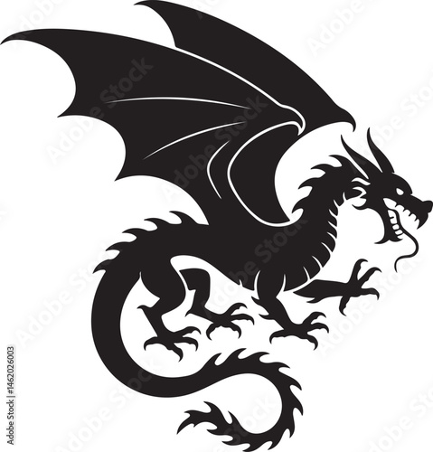 "Dragon Silhouette SVG – Fantasy Tribal Beast Clipart for DIY Crafts & Tattoos"

"Flying Dragon Outline – Mythical Creature Art for Shirts, Prints, and Logos"

"Black Dragon Silhouette PNG – Gothic Ve