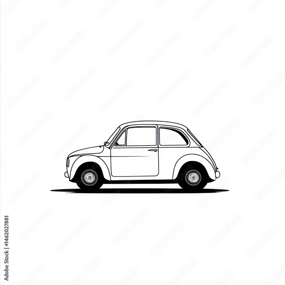 Obraz premium Classic Compact Car on White Background for Automotive Design Project