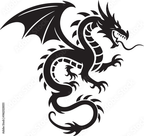 "Dragon Silhouette SVG – Fantasy Tribal Beast Clipart for DIY Crafts & Tattoos"

"Flying Dragon Outline – Mythical Creature Art for Shirts, Prints, and Logos"

"Black Dragon Silhouette PNG – Gothic Ve