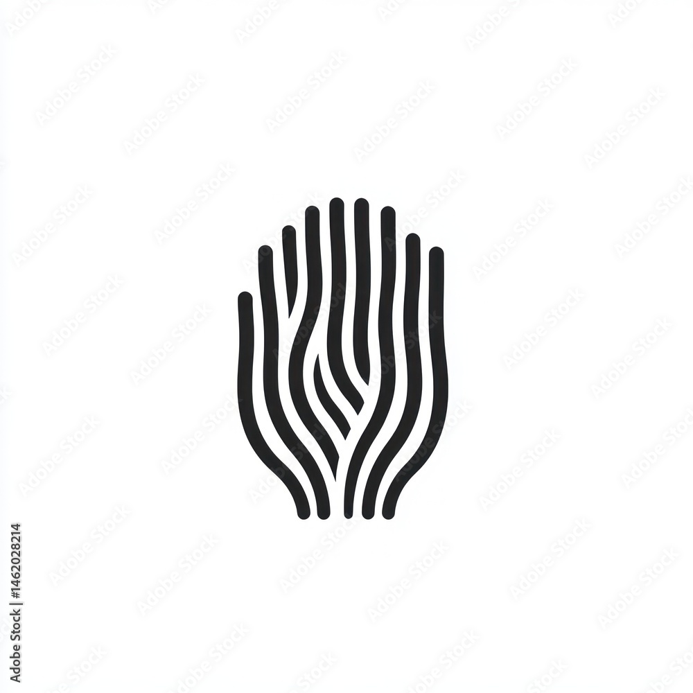 Abstract hand-like lines art, white background, minimalist design, website icon Abstract hand-like lines art, white background, minimalist design, website icon