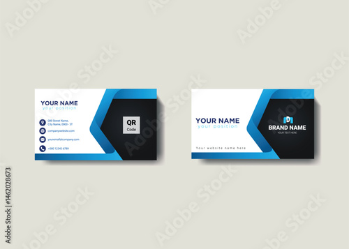 Business card templates, modern corporate design, editable layout, professional networking cards, blue black white