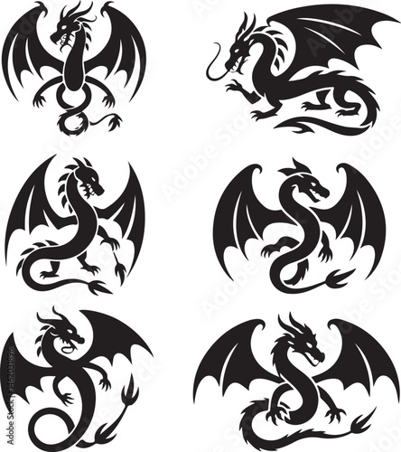 "Dragon Silhouette SVG – Fantasy Tribal Beast Clipart for DIY Crafts & Tattoos"

"Flying Dragon Outline – Mythical Creature Art for Shirts, Prints, and Logos"

"Black Dragon Silhouette PNG – Gothic Ve