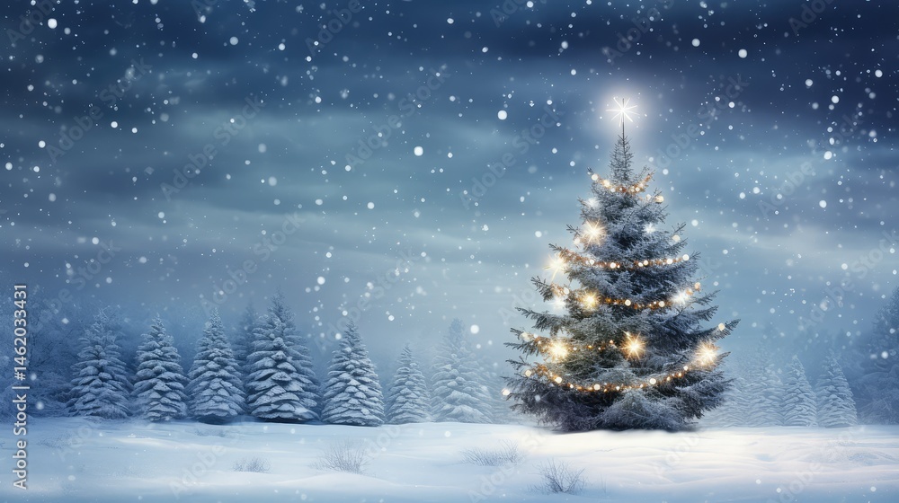 Obraz premium winter holiday tree lights